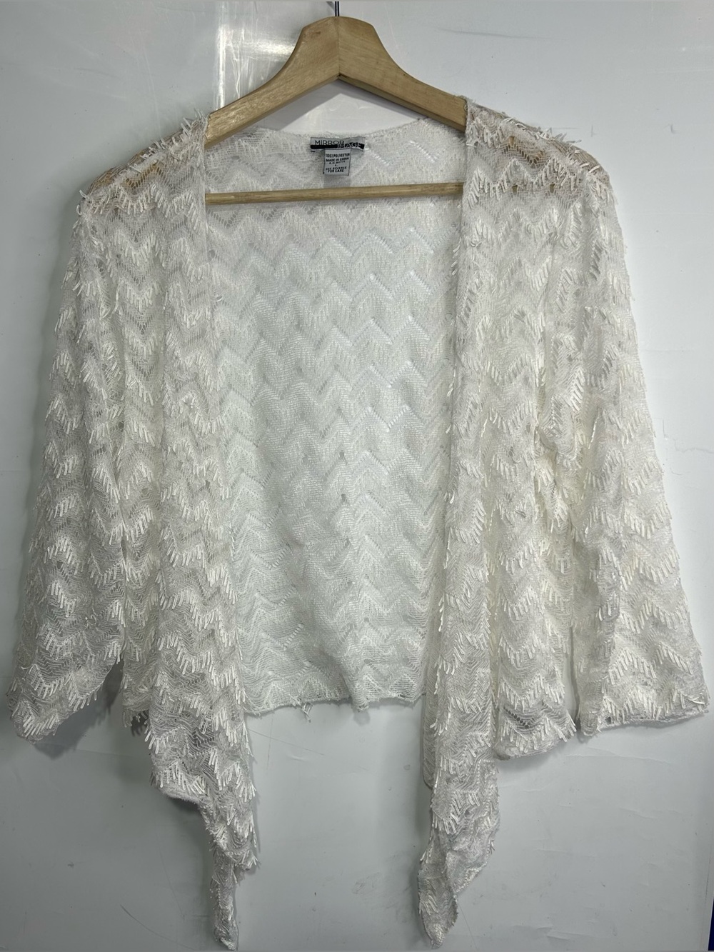 5 for $25🔥Mirror Image White Lace Open Front Asymmetrical Cardigan Large
